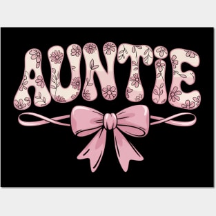 Auntie Coquette Bow Pink Aesthetic Mothers Day Aunt Posters and Art